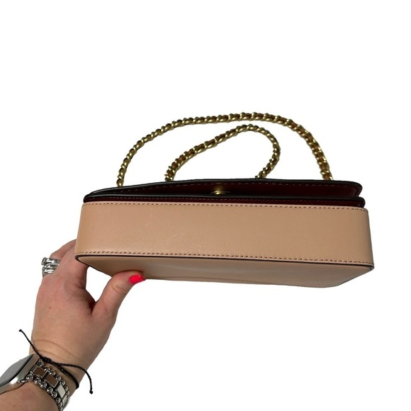 Coach Ladies Dinky Crystal Pink Leather Chain Strap Crossbody Bag Nude Pink - Picture 3 of 14